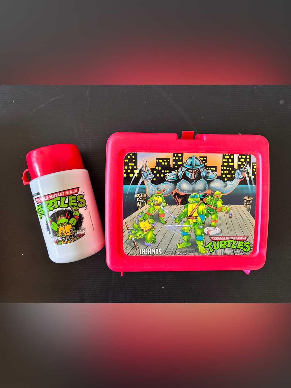 Vintage 1990 TMNT Teenage Mutant Ninja Turtles Lunch Box Thermos Complete Set